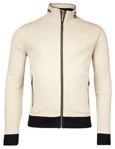 Baileys Sweat Cardigan Zip Two-Tone Oxford Doubleface Jacquard Interlock Vest Beige