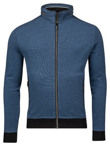 Baileys Sweat Cardigan Zip Two-Tone Oxford Doubleface Jacquard Interlock Vest Dark Blue