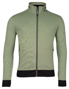 Baileys Sweat Cardigan Zip Two-Tone Oxford Doubleface Jacquard Interlock Vest Olijf Groen