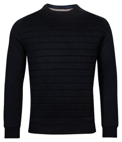 Baileys Sweat Crew Neck Front Double Layer Knit Structured Stripes Pullover Dark Navy