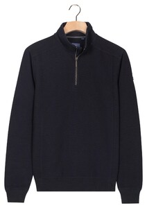 Baileys Sweat Half Zip Hi-Low Structure Uni Color Pullover Navy