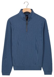 Baileys Sweat Half Zip Jacquard Fabric Fine Allover Texture Pullover Delft Blue