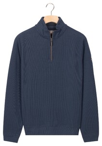 Baileys Sweat Half Zip Jacquard Fabric Fine Allover Texture Trui Dark Denim Blue