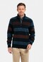 Baileys Sweat Half Zip Jacquard Piqué Yarn Dyed Stripes Pullover Deep Red-Blue