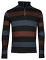 Baileys Sweat Half Zip Jacquard Piqué Yarn Dyed Stripes Pullover Deep Red-Blue