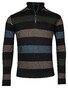 Baileys Sweat Half Zip Jacquard Piqué Yarn Dyed Stripes Trui Groen-Blauw