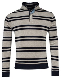 Baileys Sweat Half Zip Piqué Yarn Dyed Stripes Two-Tone Doubleface Pullover Olive