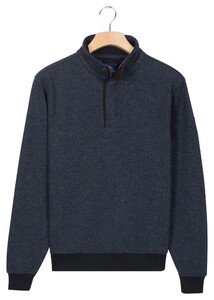 Baileys Sweat Half Zip Two-Tone Jacquard Doubleface Interlock Trui Navy