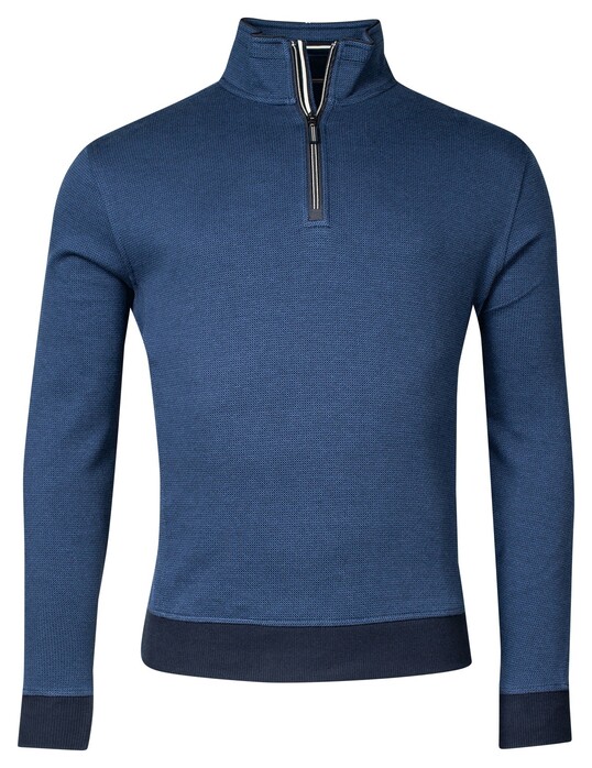 Baileys Sweat Halfzip 2-Tone Allover Jacquard Trui Navy