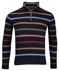 Baileys Sweat Halfzip French Rib Multicolor Yarn Dyed Stripe Pullover Navy-Multi