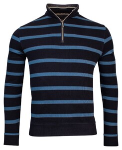 Baileys Sweat Halfzip French Rib Yarn Dyed Stripe Pullover Navy
