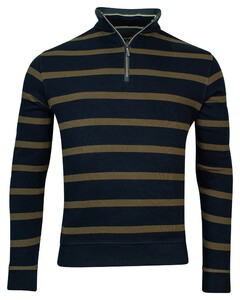 Baileys Sweat Halfzip French Rib Yarn Dyed Stripe Pullover Taupe