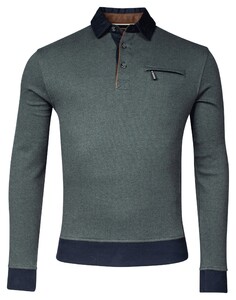 Baileys Sweat Polo Collar Buttons Two-Tone Jacquard Pullover Misty Green