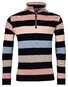 Baileys Sweat Zip Jacquard Pique Yarn Dyed Stripes Pullover Faded Rose