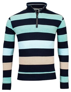 Baileys Sweat Zip Jacquard Pique Yarn Dyed Stripes Pullover Porcelain Green