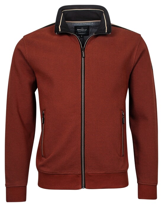 Baileys Sweat Zip Two Tone Structure Jacquard Interlock French Terry Cardigan Brique