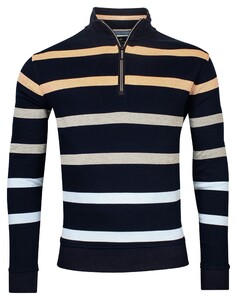 Baileys Sweat Zip Yarn Dyed Stripes Jacquard Pique Pullover Sudan Brown