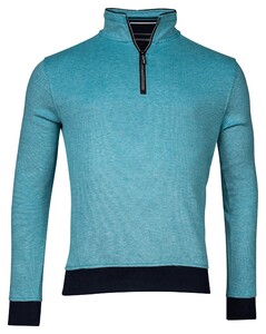 Baileys Sweater Half Zip 2-Tone Oxford Doubleface Jacquard Interlock Trui Dark Aqua