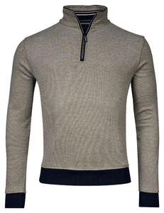 Baileys Sweater Half Zip 2-Tone Oxford Doubleface Jacquard Interlock Trui Olive