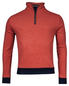 Baileys Sweater Half Zip 2-Tone Oxford Doubleface Jacquard Interlock Trui Wijnrood