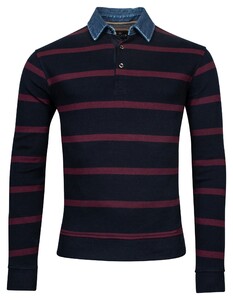 Baileys Sweatshirt Denim Jacquard Pique Yarn Dyed Stripe Pullover Burgundy