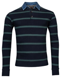 Baileys Sweatshirt Denim Jacquard Pique Yarn Dyed Stripe Pullover Green