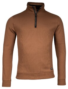 Baileys Sweatshirt Half Zip Allover Honeycomb Trui Bruin