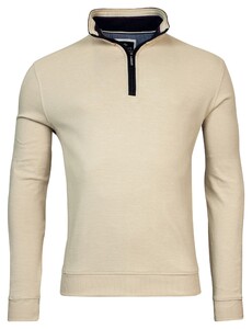 Baileys Sweatshirt Half Zip Allover Slub Waffle Pullover Beige