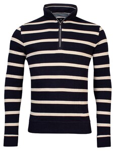 Baileys Sweatshirt Half Zip French Rib Yarn Dyed Stripe Pullover Navy