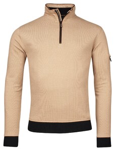 Baileys Sweatshirt Half Zip Yarn Dyed Jacquard Doubleface Interlock Pullover Dark Sand