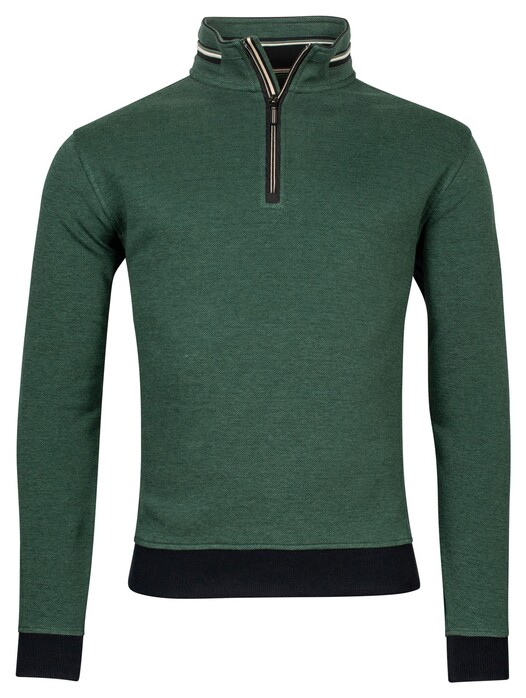 Baileys Sweatshirt Zip 2Tone Front Jacquard Interlock Pullover Bottle Green