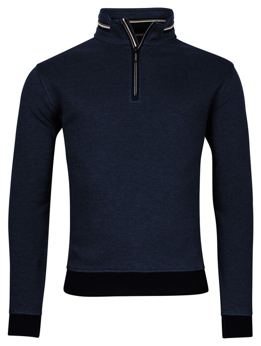 Baileys Sweatshirt Zip 2Tone Front Jacquard Interlock Pullover Navy