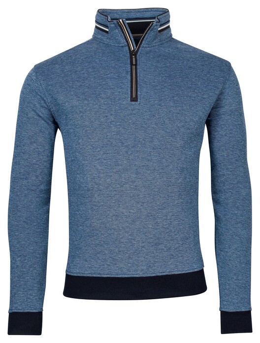 Baileys Sweatshirt Zip 2Tone Front Jacquard Interlock Trui Blauw