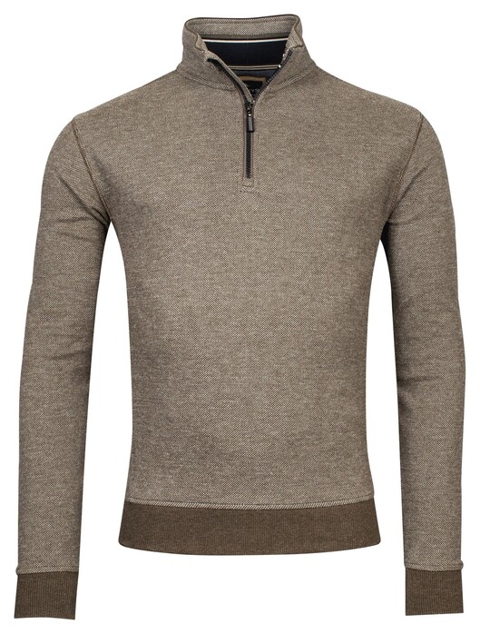 Baileys Sweatshirt Zip 2Tone Jacquard Interlock Pullover New Khaki