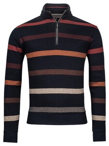 Baileys Sweatshirt Zip Jacquard Pique Yarn Dyed Stripes Pullover Brique