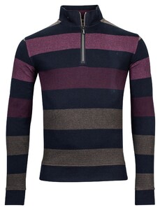 Baileys Sweatshirt Zip Jacquard Pique Yarn Dyed Stripes Pullover Grape Kiss