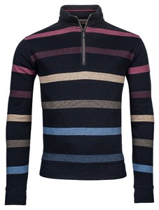 Baileys Sweatshirt Zip Jacquard Pique Yarn Dyed Stripes Pullover Grape Kiss