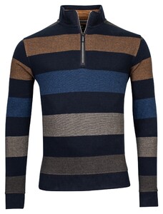 Baileys Sweatshirt Zip Jacquard Piqué Yarn Dyed Stripes Trui Oker
