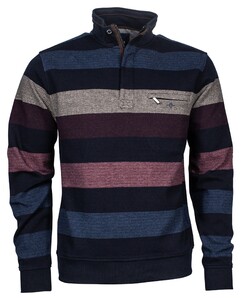 Baileys Sweatshirt Zip Stripe Jacquard Interlock Pullover Blue