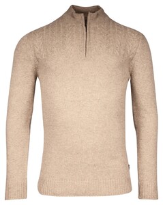 Baileys Top Cable Knit Half Zip Single Knit Pullover Beige