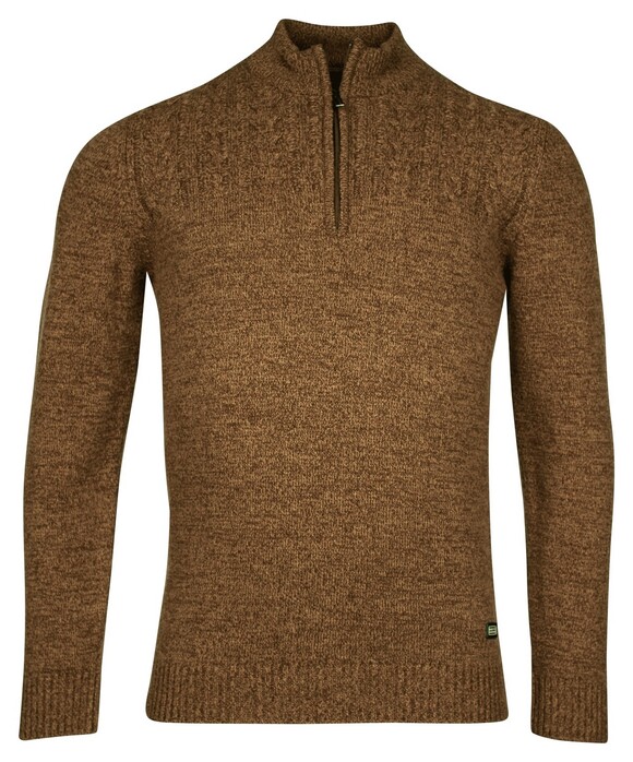 Baileys Top Cable Knit Half Zip Single Knit Pullover Brown