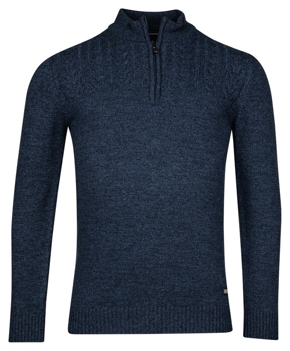 Baileys Top Cable Knit Half Zip Single Knit Pullover Dark Blue