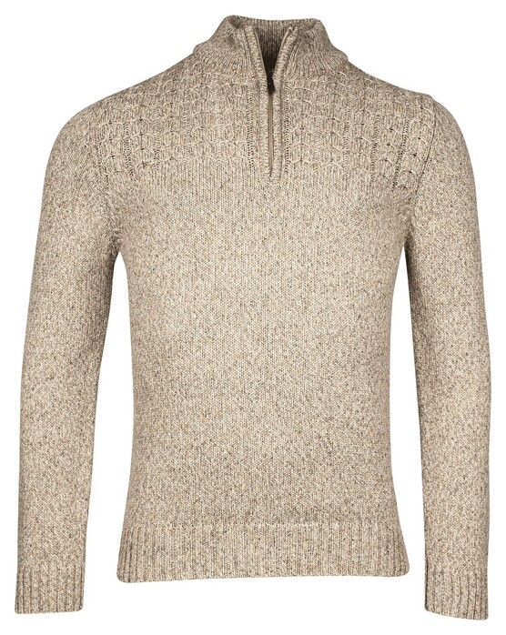 Baileys Top Cable Knit Half Zip Single Knit Pullover Dark Sand