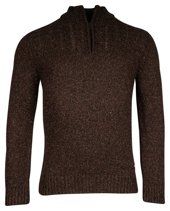 Baileys Top Cable Knit Half Zip Single Knit Trui Donker Bruin