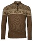 Baileys Top Part Norwegian Knit Design Half Zip Lambswool Trui Tobacco