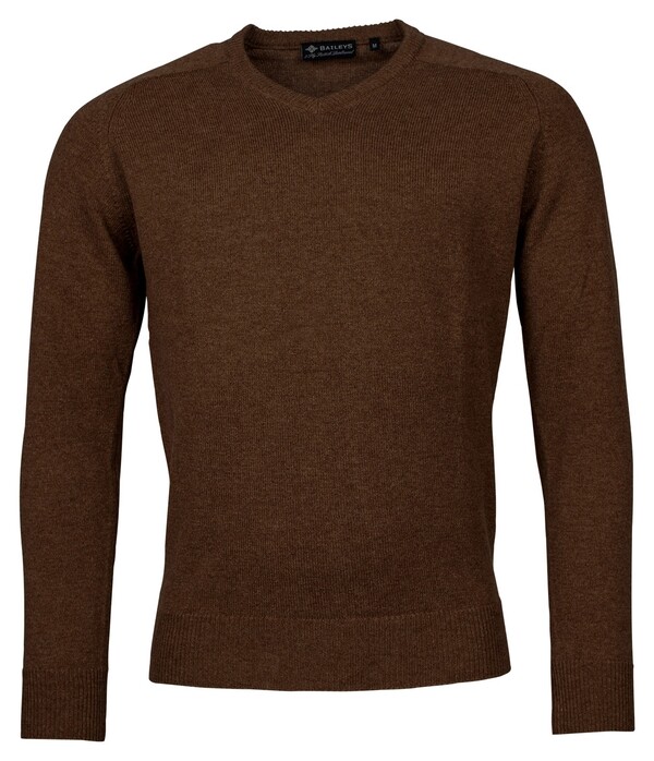 Baileys Two Ply Scottish Lambswool V-Neck Pullover Single Knit Dark Brown