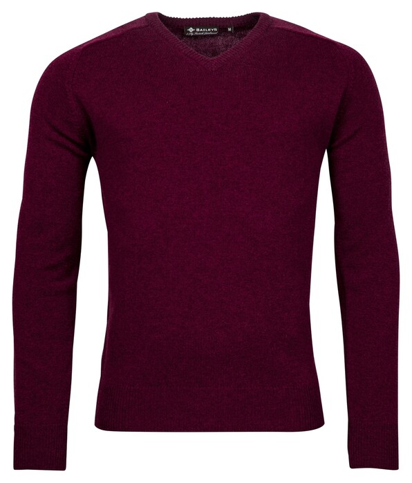 Baileys Two Ply Scottish Lambswool V-Neck Pullover Single Knit Trui Aubergine