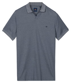 Baileys Two-Tone No-Button Collar Polo Indigo Blauw