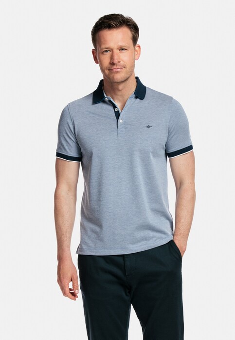 Baileys Two-Tone Oxford Piqué Poloshirt Deep Denim Blue