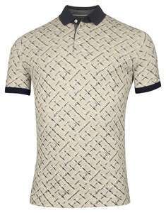 Baileys Two-Tone Piqué Allover Painted Check Pattern Poloshirt Dark Sand